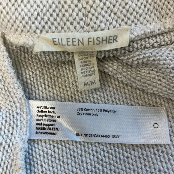 EILEEN FISHER Woven Knit Open Front Cardigan Jacket Duster - White Cotton Medium - Picture 7 of 11